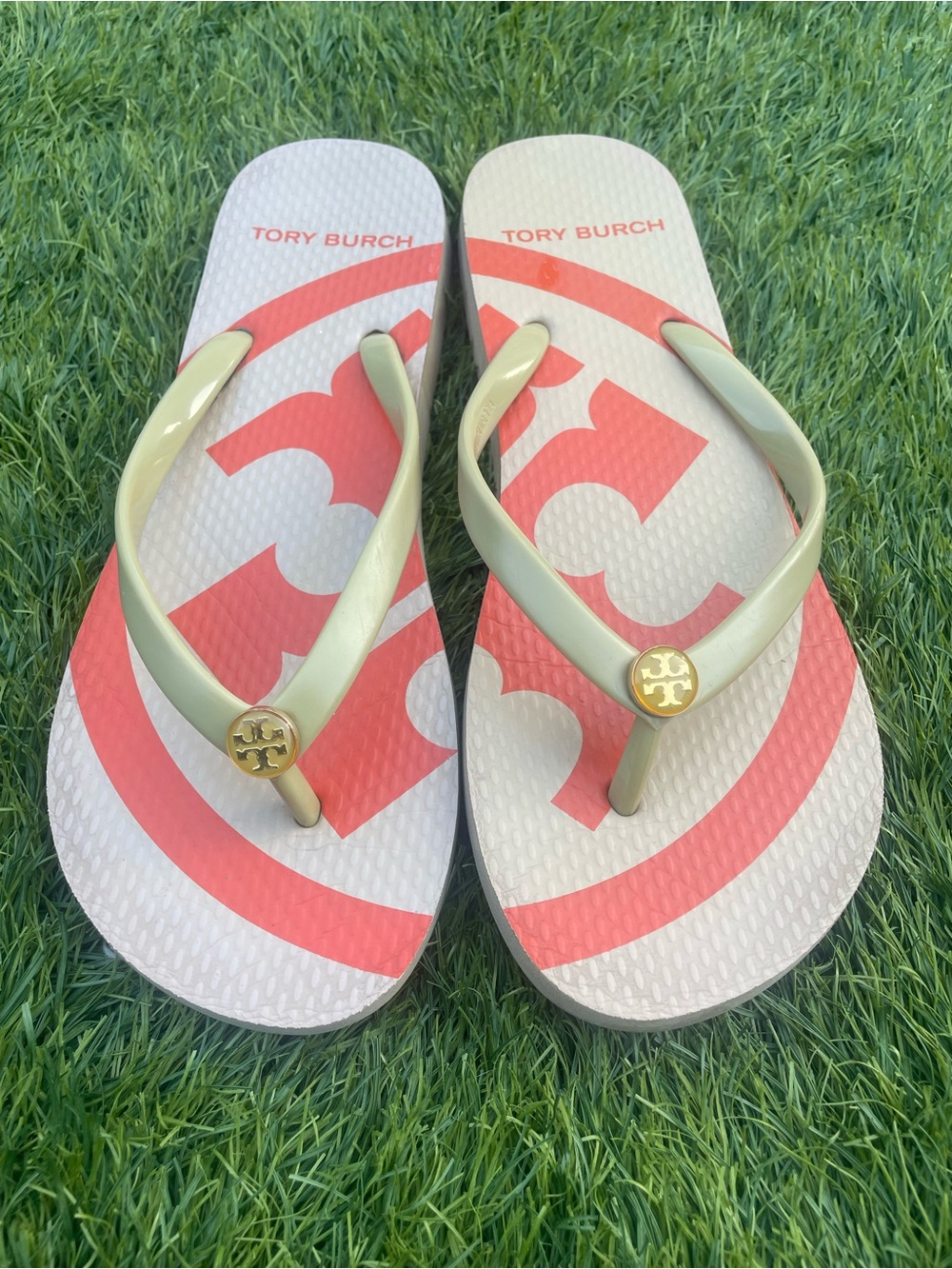 Tory Burch Logo Pattern Thong Flip Flop Sandals Size 6-7